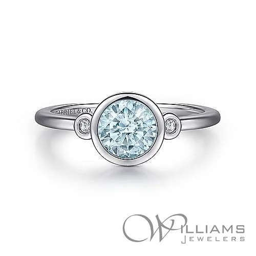 Women’s rings with shield-cut topaz stones -Gabriel & Co. Lusso Color Sterling Silver Aquamarine Ring