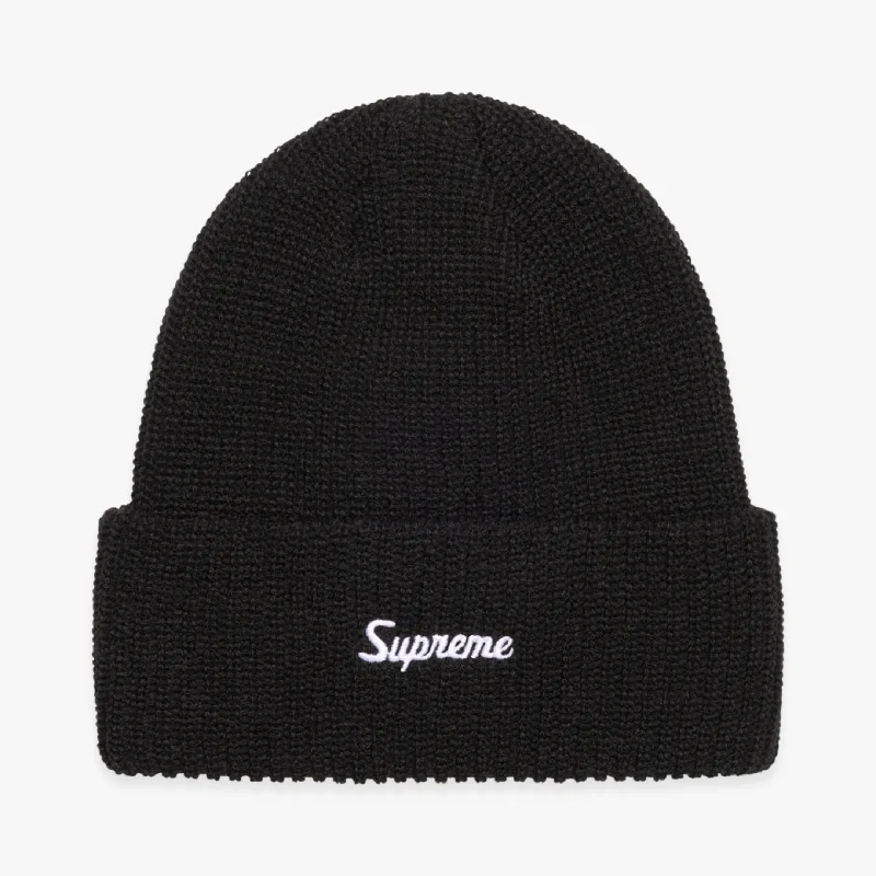 Wool blend cap for cozy fall fashion -Supreme Beanie 'Loose Gauge' Black (FW23)