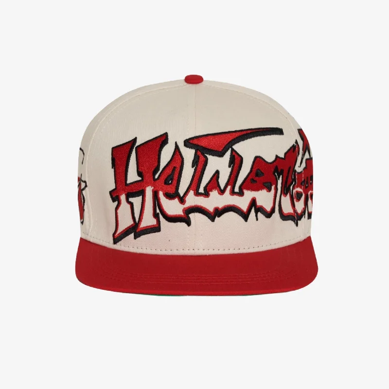 Embroidered sports cap for team pride display -Hellstar 'Records' Snapback Hat Red / Cream