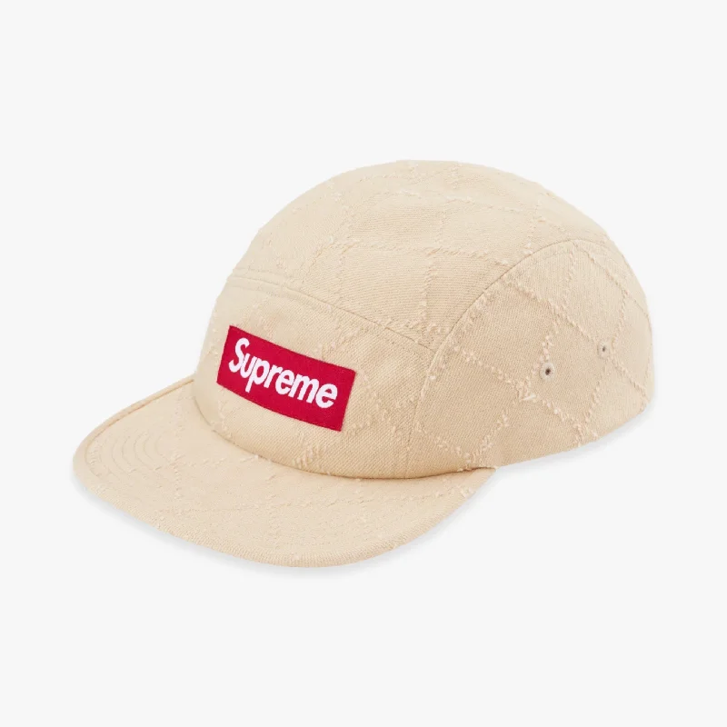 Bold graphic cap for standout fashion flair -Supreme Denim Camp Cap 'Punched' Dyed Beige (FW23)