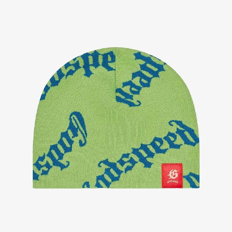 Wool blend cap for cozy fall fashion -Godspeed 'OG Logo' Beanie Green Apple / Blue