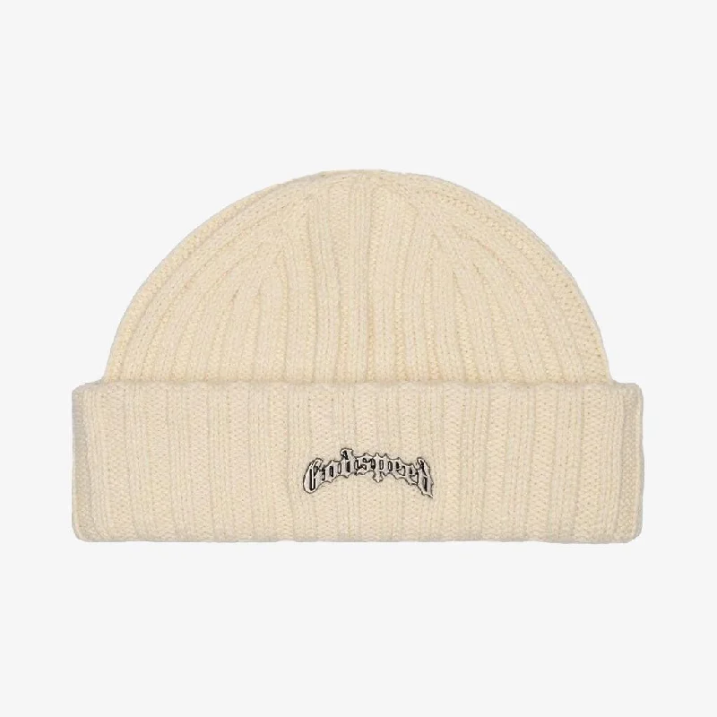 Washed cap with soft vintage feel -Godspeed 'OG Logo' Emblem Beanie Creme