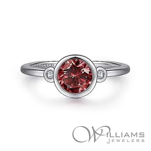 Women’s rings with engraved constellations for stars -Gabriel & Co. Lusso Color Sterling Silver Garnet Ring