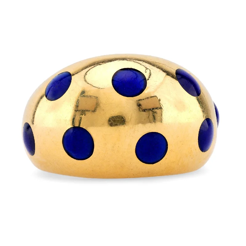 Women’s rings with spiral onyx for contrast -Van Cleef & Arpels French 18K Yellow Gold Enamel Polka Dot Dome Ring