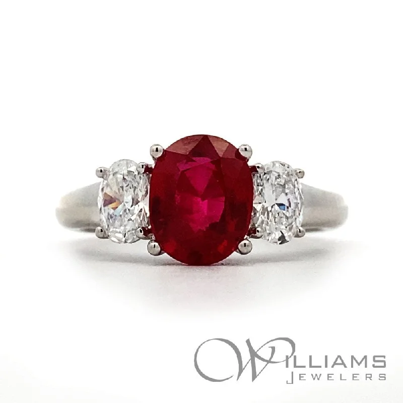 Women’s rings with peridot stones for sparkle -Williams Signature Platinum Ruby Ring