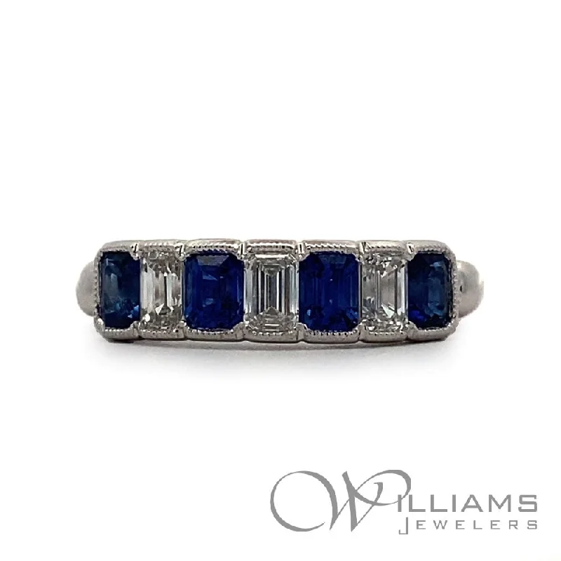 Women’s layered rings with mixed gemstone bands -Williams Signature 18 Karat Sapphire Ring