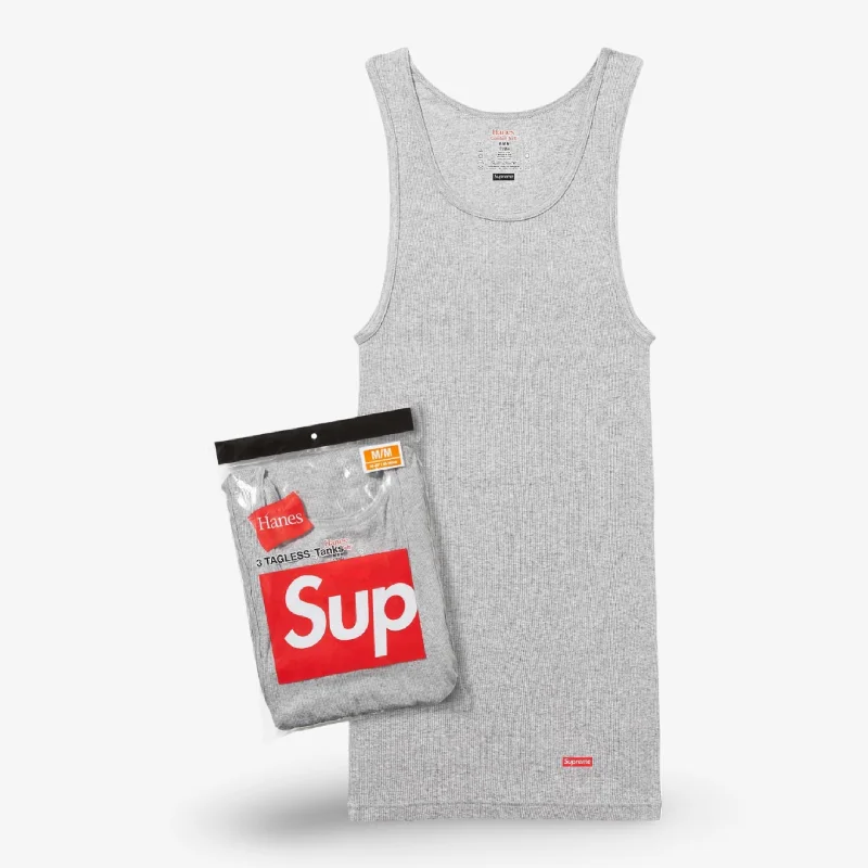 Breathable mesh cap for hot weather comfort -Supreme x Hanes Tagless Tank Tops (3 Pack) Heather Grey (SS24)