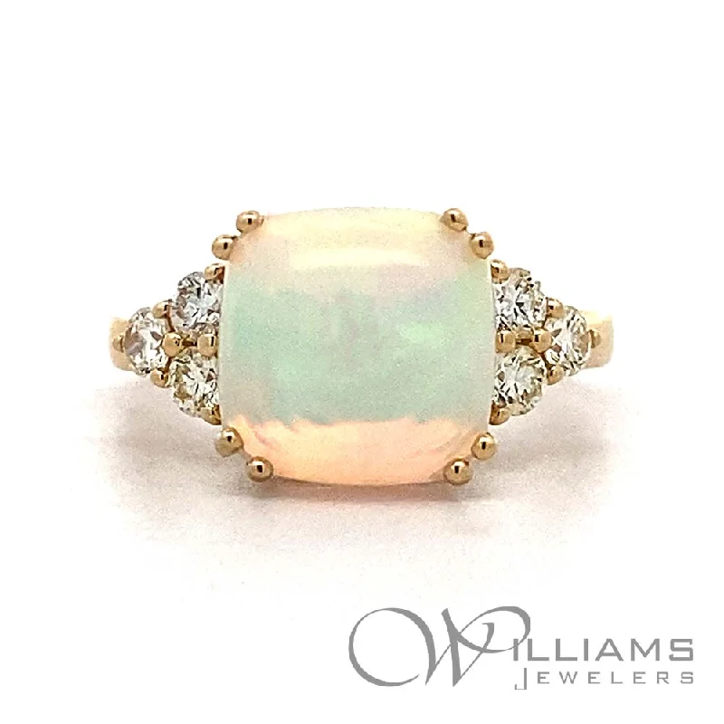 Women’s platinum rings with dazzling black diamonds -Williams Signature 14 Karat Opal Ring