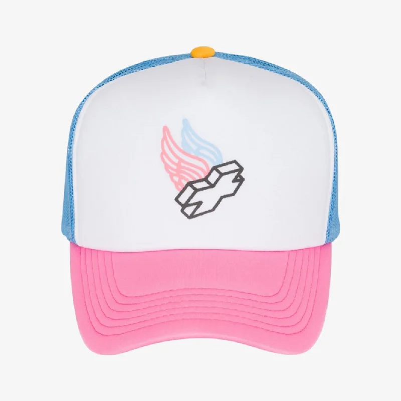 Neon graphic cap for eye-catching night runs -PINK+DOLPHIN 'Dream' Mesh Trucker Snapback Hat Multi-Color