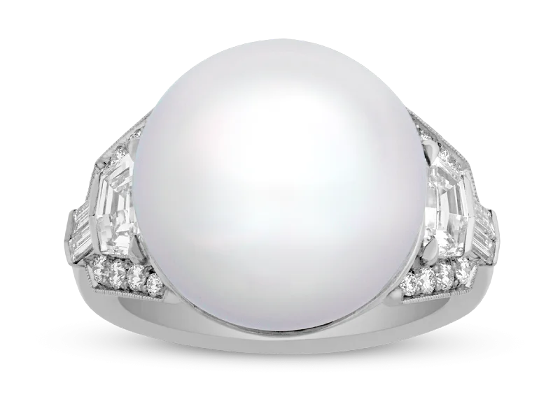 Women’s rings with agate slices for earthiness -Raymond Yard South Sea Pearl Ring, 14mm