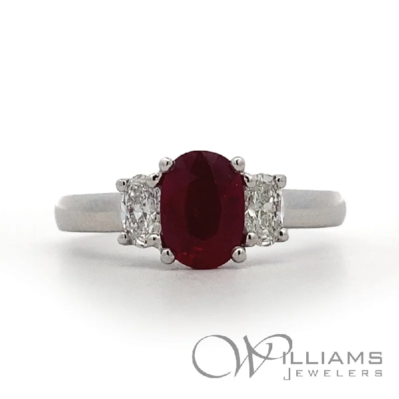 Women’s rings with radiant citrine for shine -Williams Signature Platinum Ruby Ring