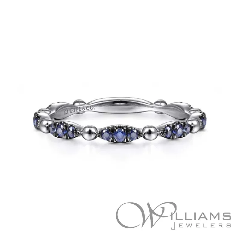 Women’s rings with twisted bands for style -Gabriel & Co. Stackables 14 Karat Blue Sapphire Ring