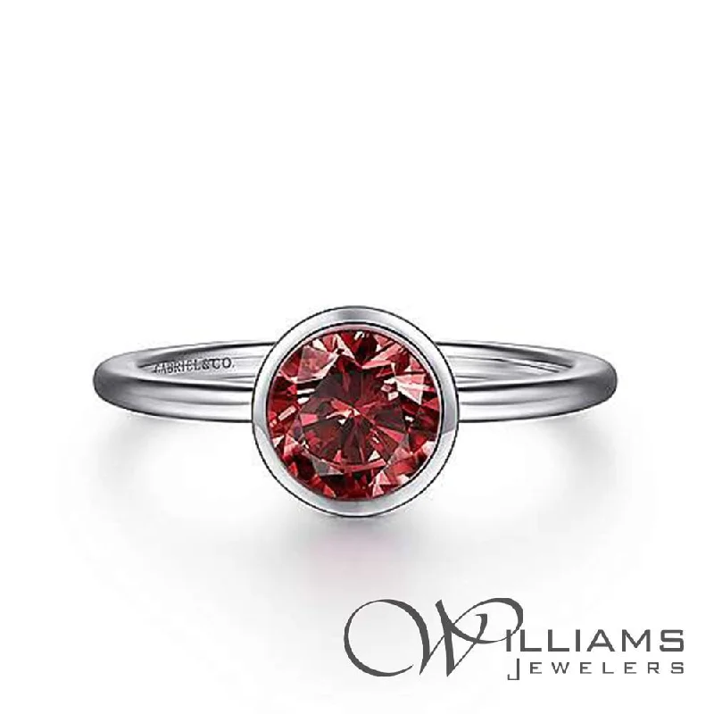 Women’s rings with knot designs for symbolism -Gabriel & Co. Lusso Color Sterling Silver Garnet Ring