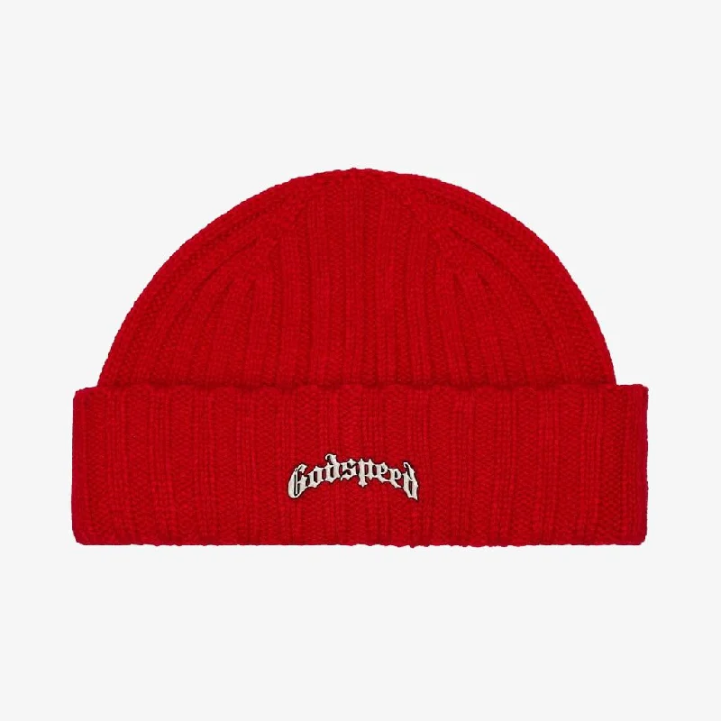 Lightweight sports cap with UV protection -Godspeed 'OG Logo' Emblem Beanie Red