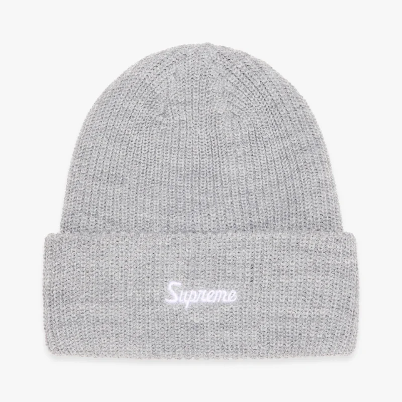 Retro striped cap for vintage sporty vibes -Supreme Beanie 'Loose Gauge' Heather Grey (FW23)