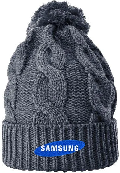 Fitted trucker cap for custom head fit -Richardson Chunk Twist Knit Beanie W/ Cuff & Pom