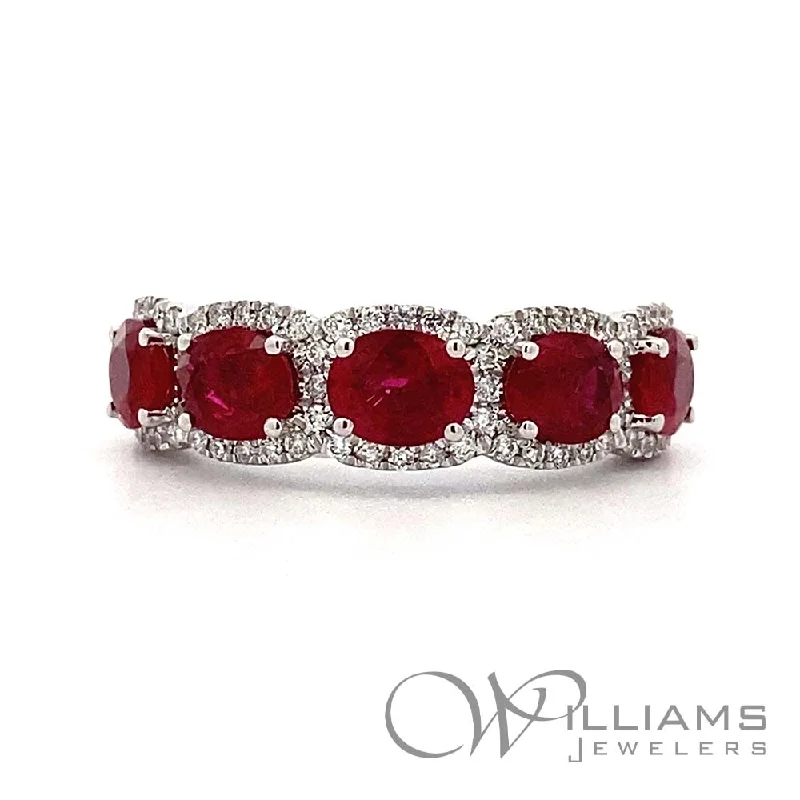 Women’s engagement rings with radiant-cut rubies -Williams Signature 18 Karat Ruby Ring