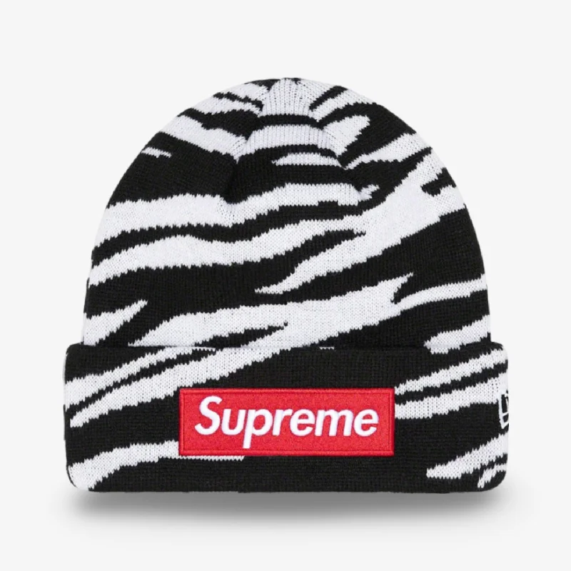 Camouflage cap with adjustable strap back -Supreme x New Era Beanie 'Box Logo' Zebra (FW22)