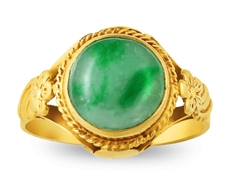 Women’s rings with sunstone gems for glow -Retro Jade Ring, 3.75 Carats