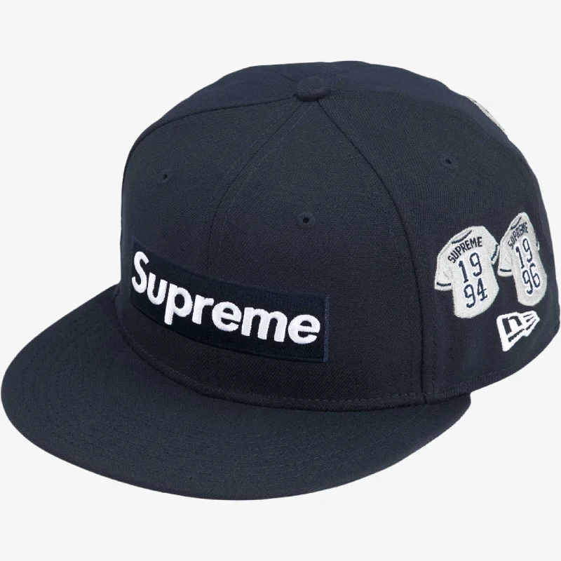 Vintage cap for retro fashion enthusiasts -Supreme x New Era 'Baseball Jerseys Box Logo' Fitted Hat Navy (FW24)