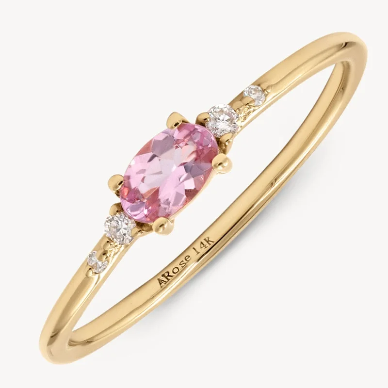 Women’s rings with fluorite stones for hues -Dainty Morganite Diamond Ring