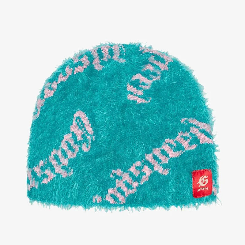 Minimal snapback cap for clean urban style -Godspeed 'GS Logo' Fuzzy Beanie Teal / Pink