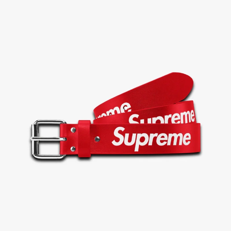 Adjustable strap cap for custom size comfort -Supreme Repeat Leather Belt Red (SS24)