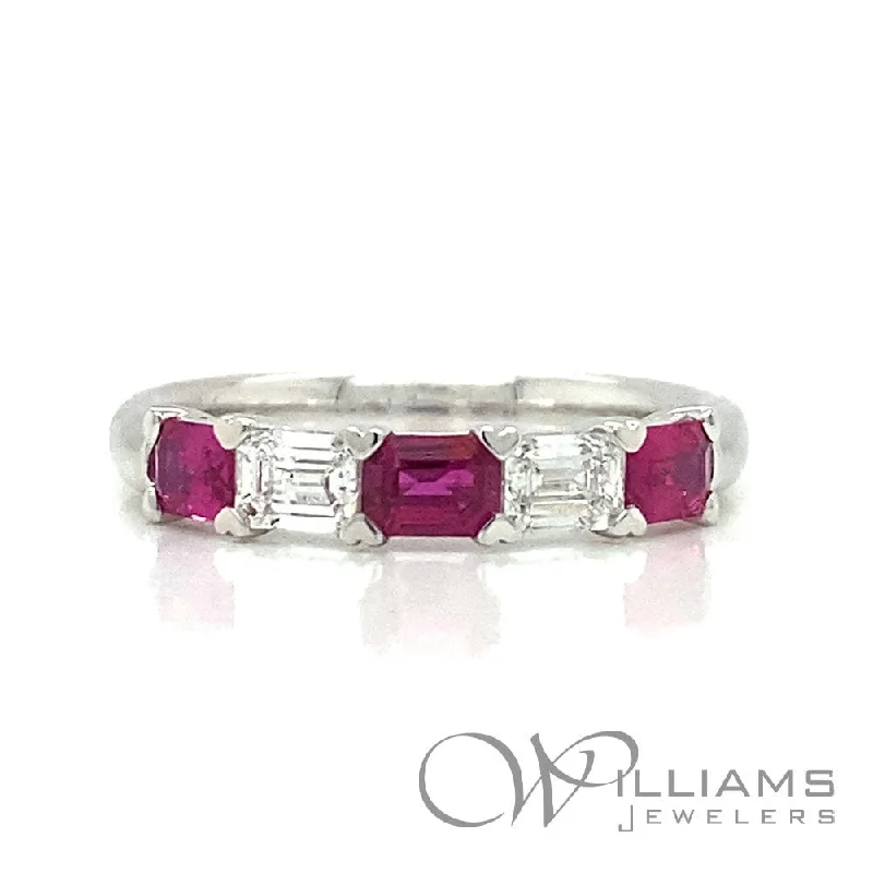 Women’s bridal rings with diamond halo settings -Williams Signature 18 Karat Ruby Ring