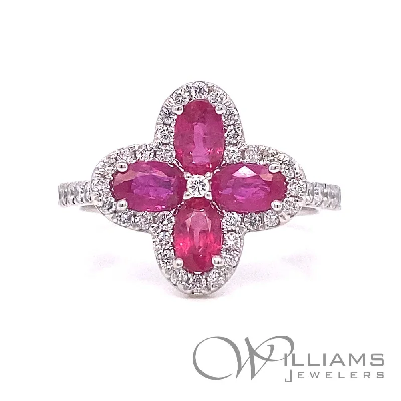 Women’s rings with carved rose quartz designs -Williams Signature 14 Karat Ruby Ring