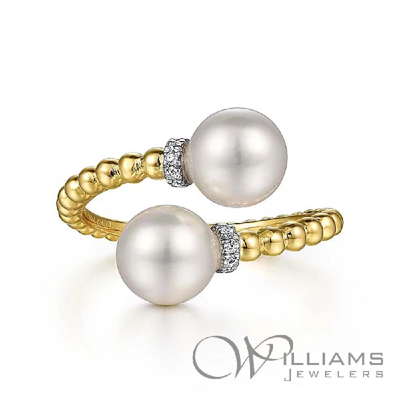 Women’s rings with herkimer diamonds for clarity -Gabriel & Co. Bujukan 14 Karat Pearl Ring