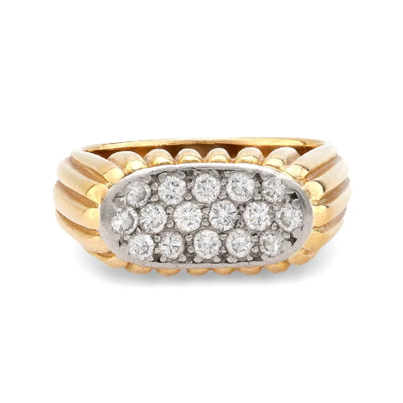 Women’s eternity rings with pave emerald bands -Oscar Heyman diamond 18k yellow gold ring