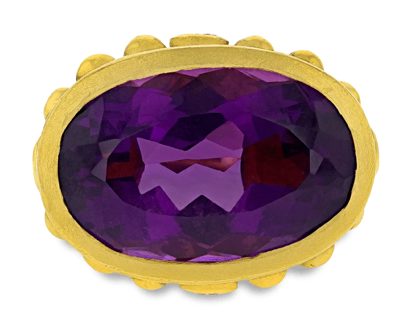 Women’s wide rings with bold amethyst gems -Amethyst Dome Ring, 30.00 Carats