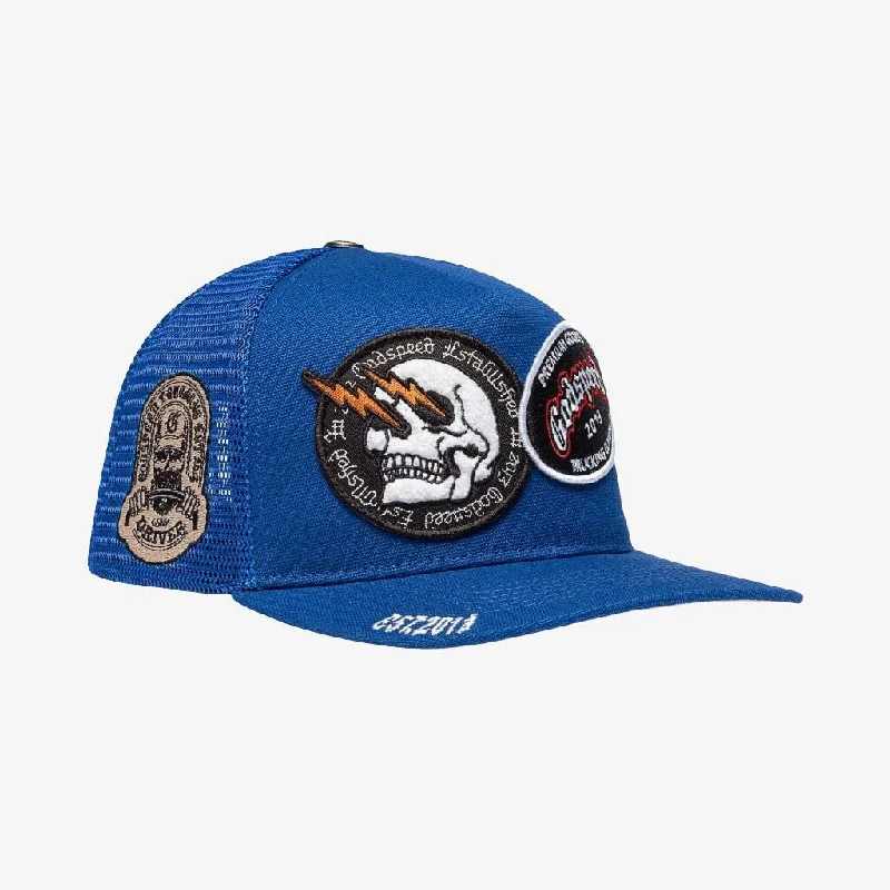 Minimal dad cap for understated charm -Godspeed Dual Patch Trucker Snapback Hat Royal Blue