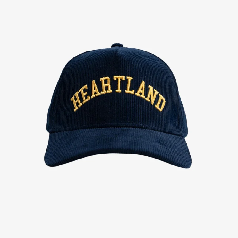 Trucker cap with funny slogan prints -LLovesick 'Heartland' 3D Embroidered Corduroy Snapback Cap Seal Navy Blue LL1-118-SBL