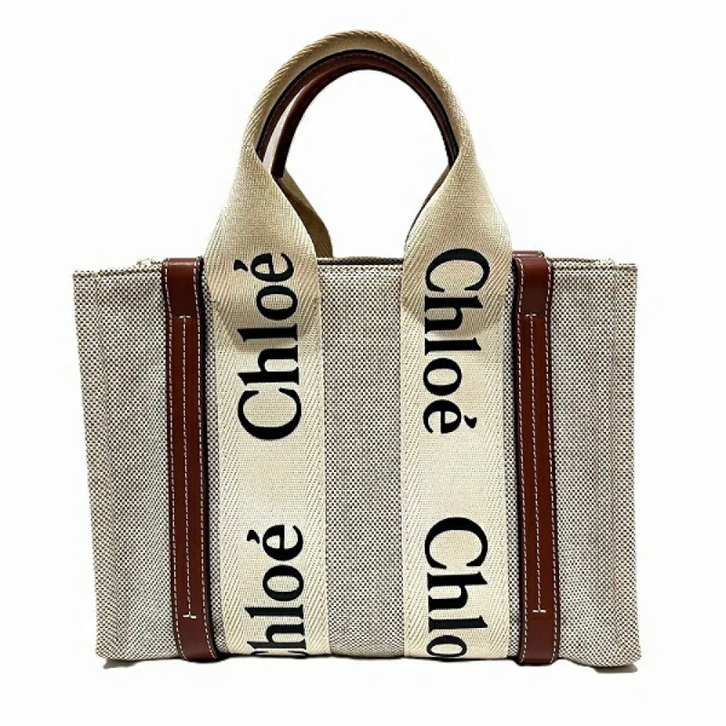 Handle bags with quilted leather for luxury -Chloé  Off- Canvas Leather Handbag Tote Bag (Pre-Owned)