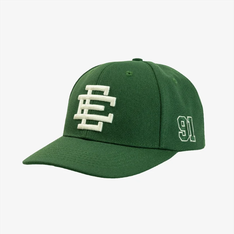 Premium leather cap with stitched logo detail -Eric Emanuel EE '91' 3D Embroidered Basic Snapback Hat Green / White