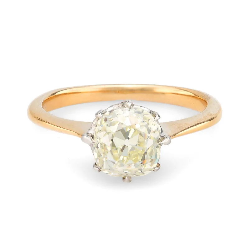 Women’s rings with etched initials for meaning -Edwardian GIA 1.71 carat cushion cut diamond 18k yellow gold engagement ring