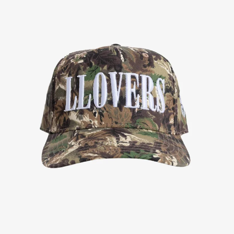 Embroidered cap with personalized name design -LLovesick 'LLOVERS' 3D Embroidered 5-Panel Snapback Cap Camo LL1-102-TCM