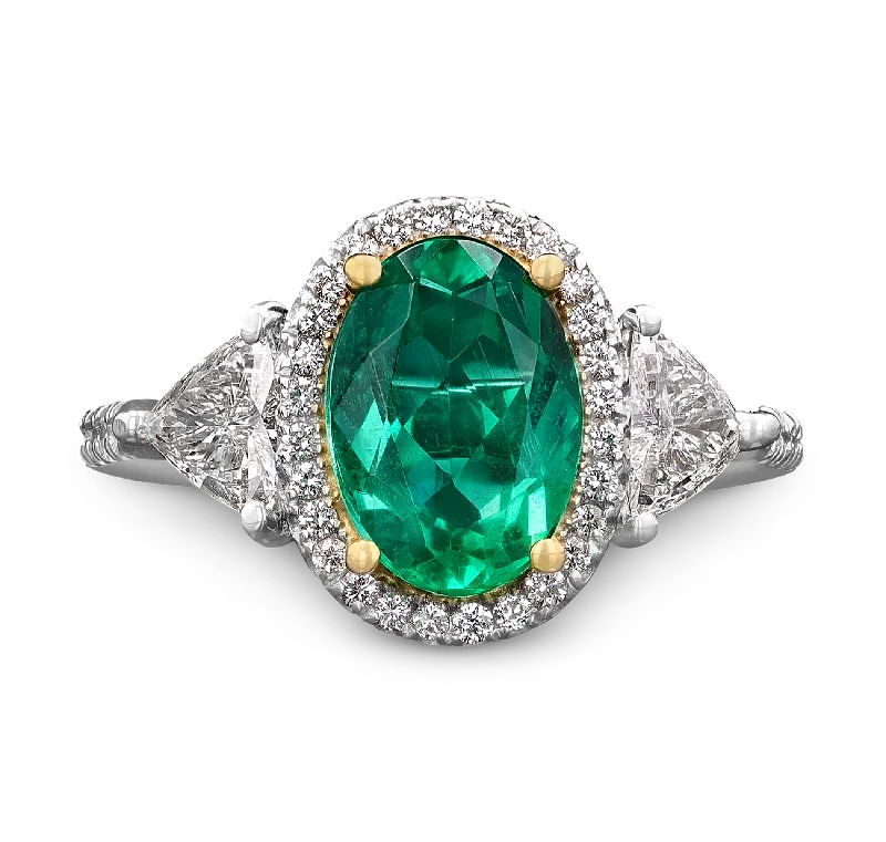 Women’s rings with radiant citrine for shine -Oval Emerald Ring, 2.01 carats