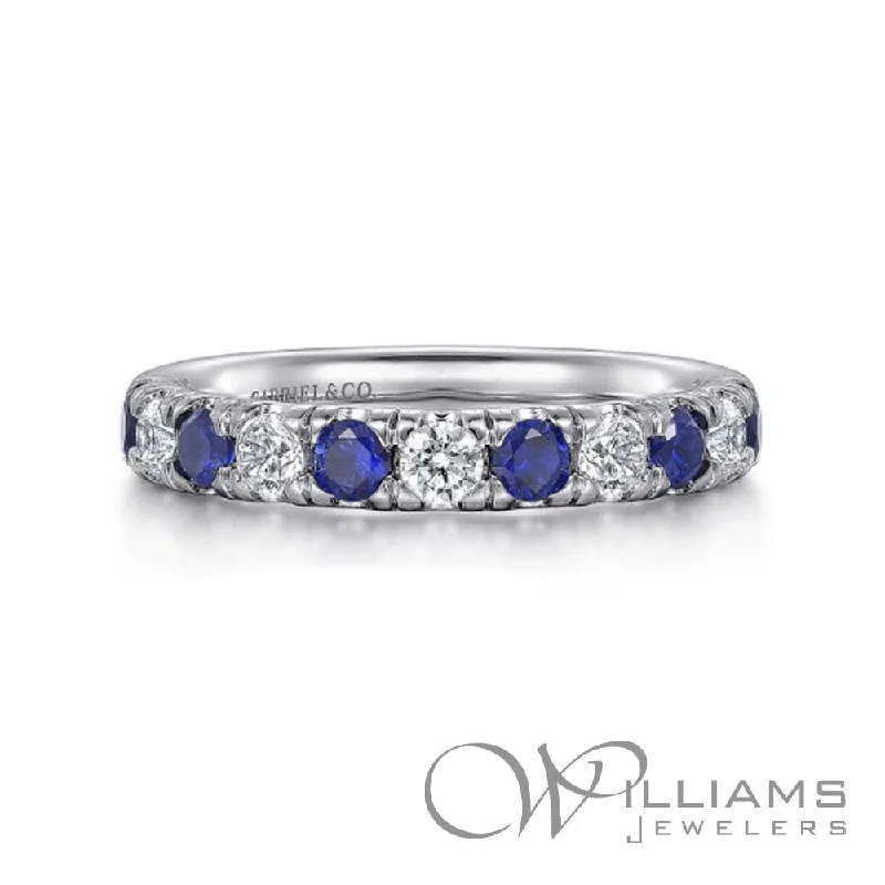 Women’s rings with engraved floral band patterns -Gabriel & Co. Contemporary 14 Karat Blue Sapphire Ring