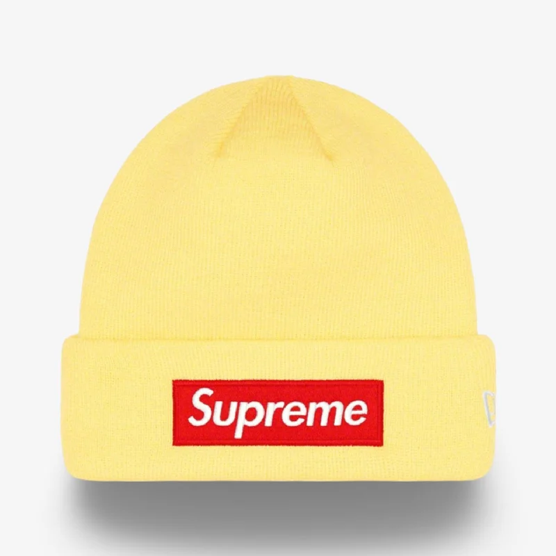 Cotton mesh cap for airy outdoor comfort -Supreme x New Era Beanie 'Box Logo' Pale Yellow (FW22)