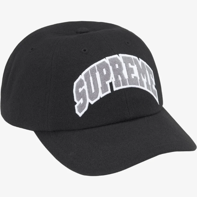 Classic cap with curved bill silhouette -Supreme 'Felt Arc' 6-Panel Snapback Hat Black (FW24)