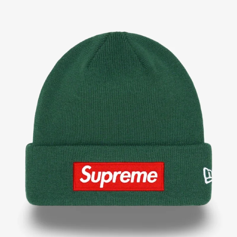 Graphic dad cap for quirky personality shine -Supreme x New Era Beanie 'Box Logo' Dark Pine (FW22)