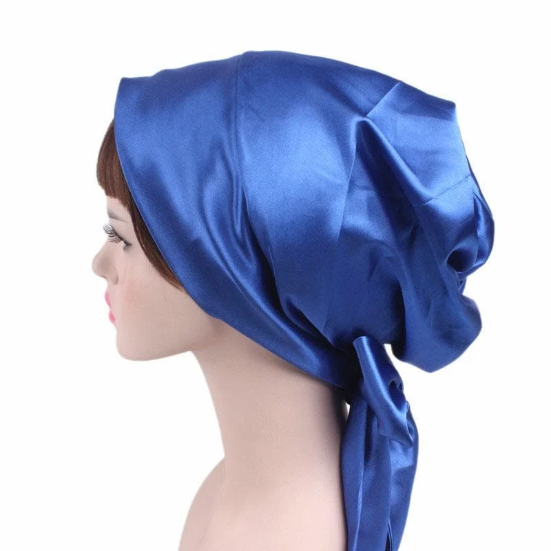 Lightweight sports cap with UV protection -Satin Beanie Wrap - Blue