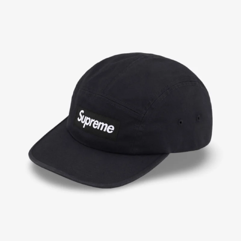 Adjustable snapback cap for easy fit tweaks -Supreme 'Washed Chino Twill' Camp Cap Black (SS24)