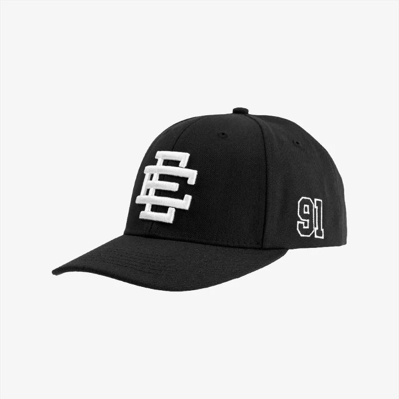 Adjustable dad cap for easy size tweaks -Eric Emanuel EE '91' 3D Embroidered Basic Snapback Hat Black / White