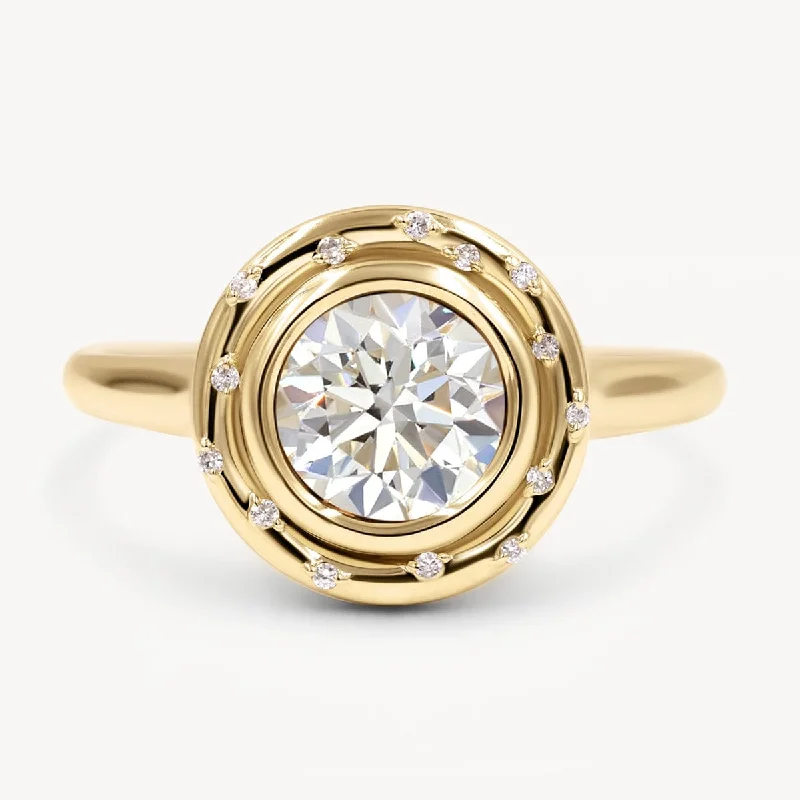 Women’s rings with starburst sapphire for radiance -18k 2.01ct GIA Round I/SI1 Ethically Mined Spotlight Ring