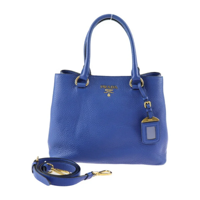 Quilted handle bags with stylish textured finish -Prada blue Royal Leather Handbag Shoulder Bag Tote Bag (Pre-Owned)