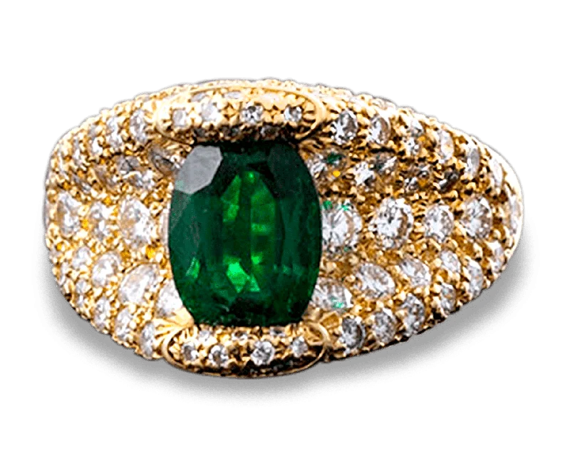 Women’s slim rings with pave sapphire accents -Henry Dunay Tsavorite Garnet and Diamond Ring