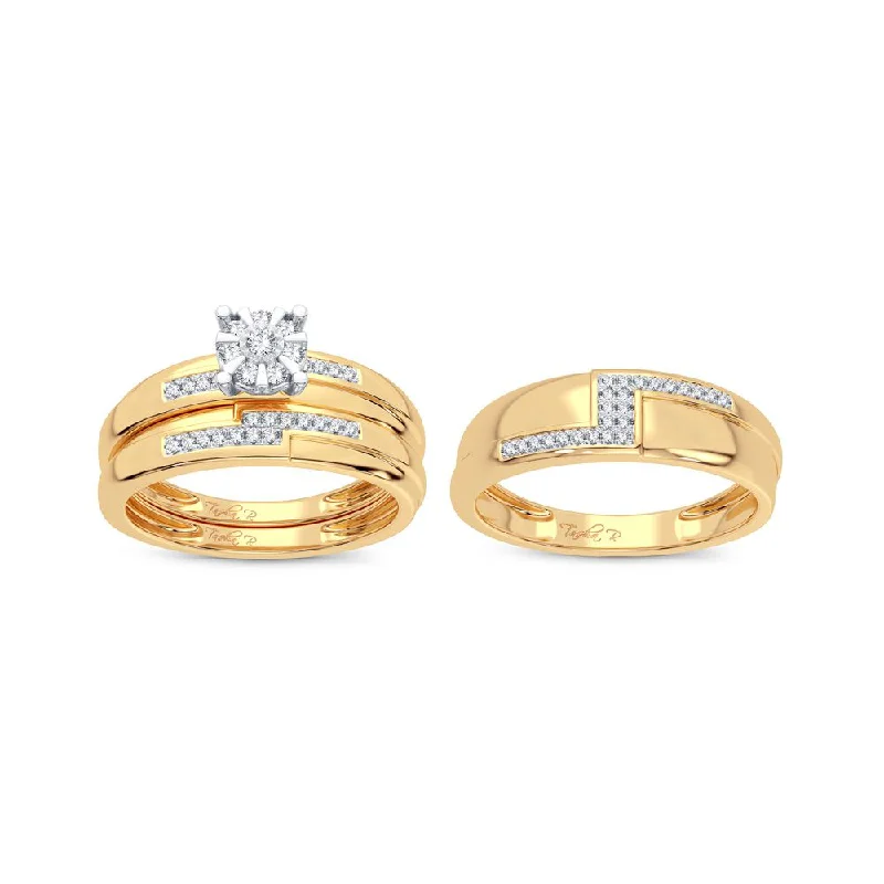 Classic hoop earrings with a thin profile for a sleek and subtle style-14K 0.25CT Diamond Trio Set